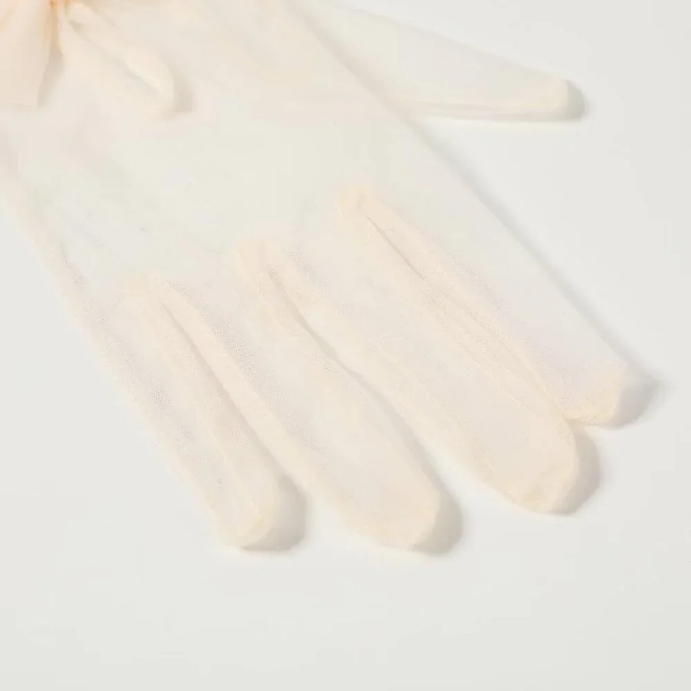 Women's Bow Champagne Evening Tulle Short Length Gloves Wrist Tea Party Prom